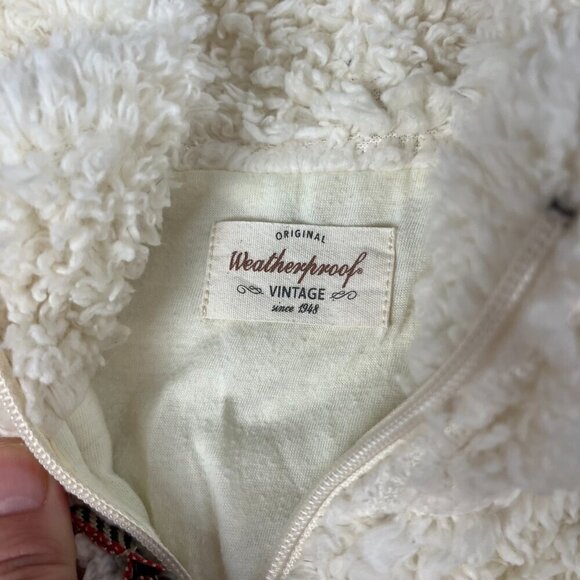 Weatherproof vintage sherpa women sweater teddy bear 1/4 zip lined cream size S - Picture 6 of 9